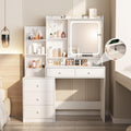 White Makeup Vanity Desk WithPowerOutlet Led Mirror