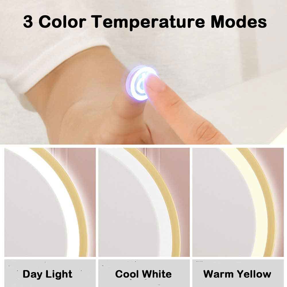 NNEDSZ Touch Screen Table Desktop LED Light Vanity Mirror Makeup Mirror Round Mirror 40cm