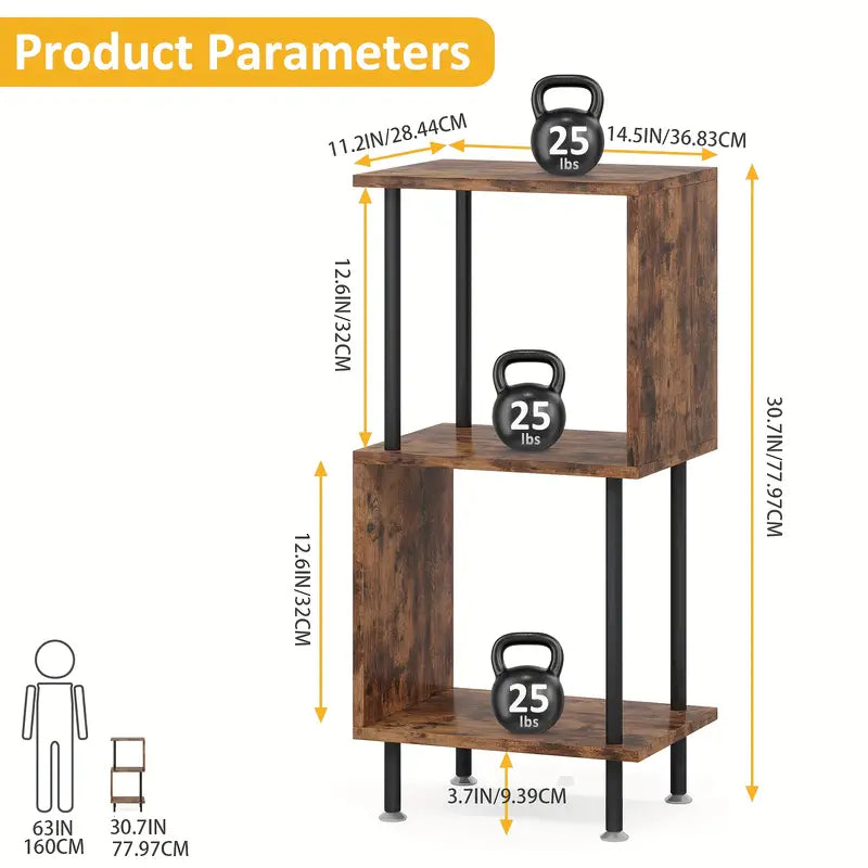 Wooden 3-Layer Tiered Book Shelf - Brown