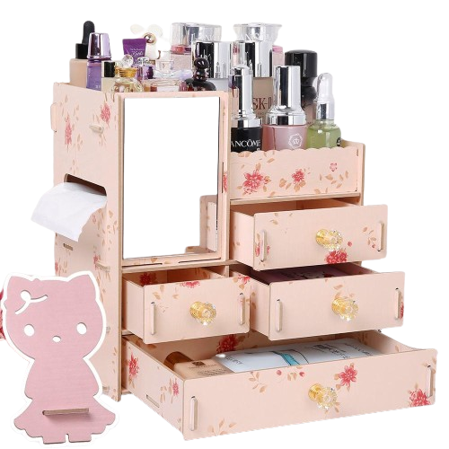 3 Layers Wooden Holder Large Cosmetic Makeup Jewelry Lipsticks Storage Organizer Case Storage Box