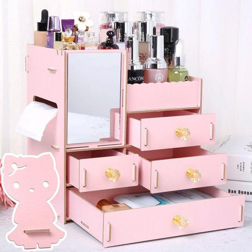 3 Layers Wooden Holder Large Cosmetic Makeup Jewelry Lipsticks Storage Organizer Case Storage Box